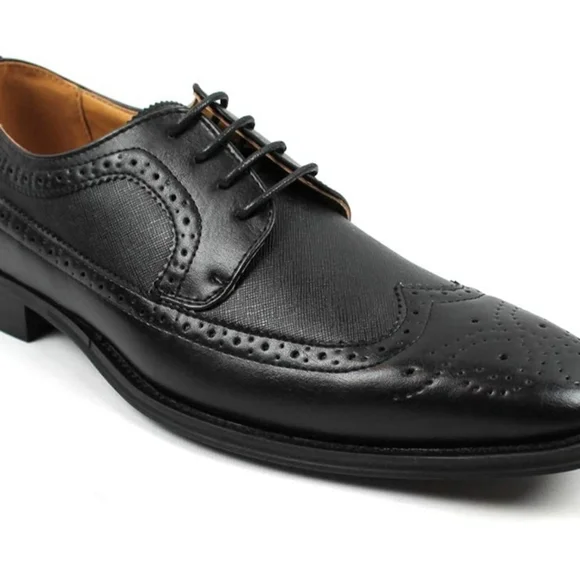 Lace Up Dress Shoes Oxfords Wing Tip Herringbone (Sz 10) - Picture 2 of 2